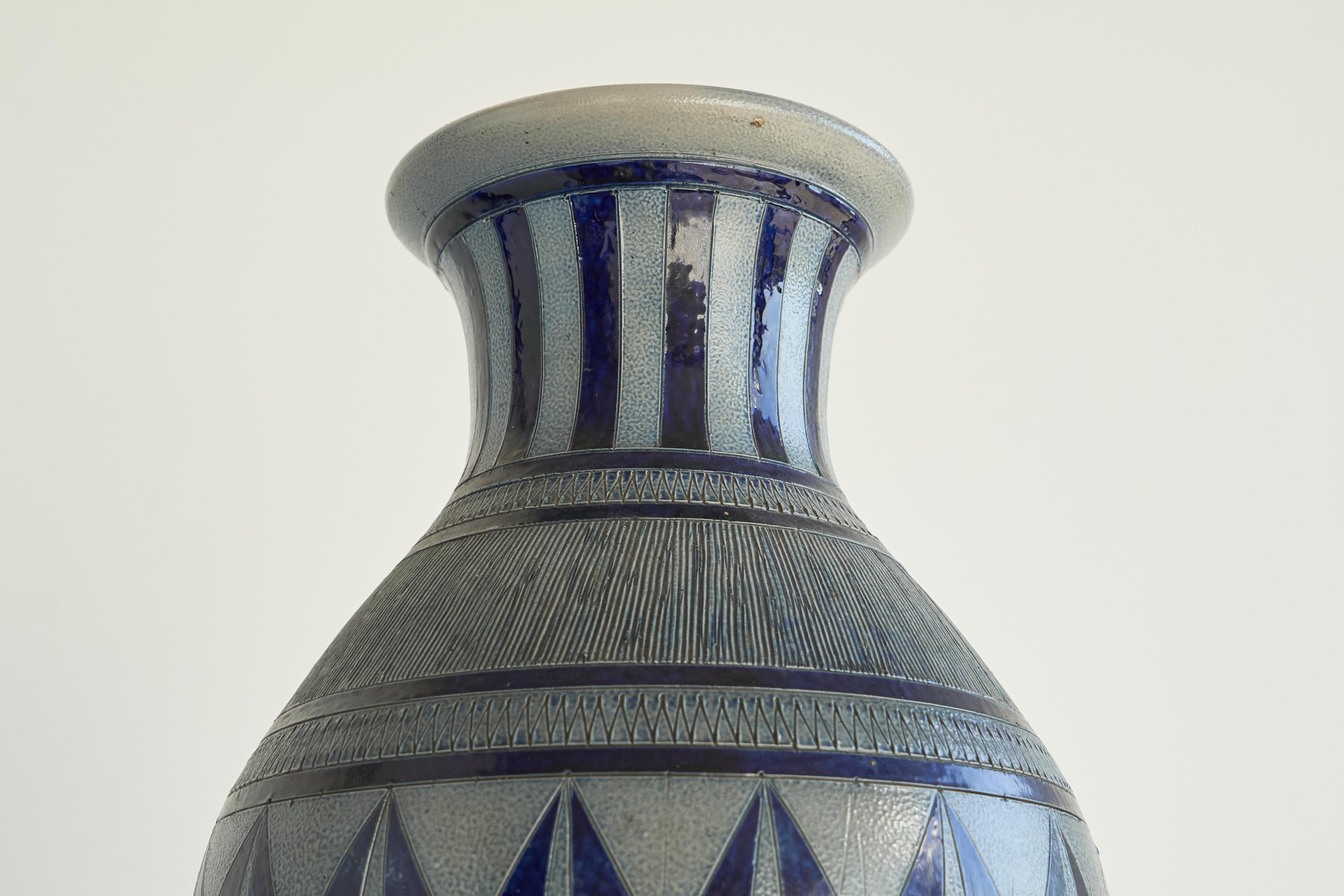 Hand-Crafted Jos Kalb Grès de La Roche Salt Glazed Large Vase Belgium 1940s For Sale