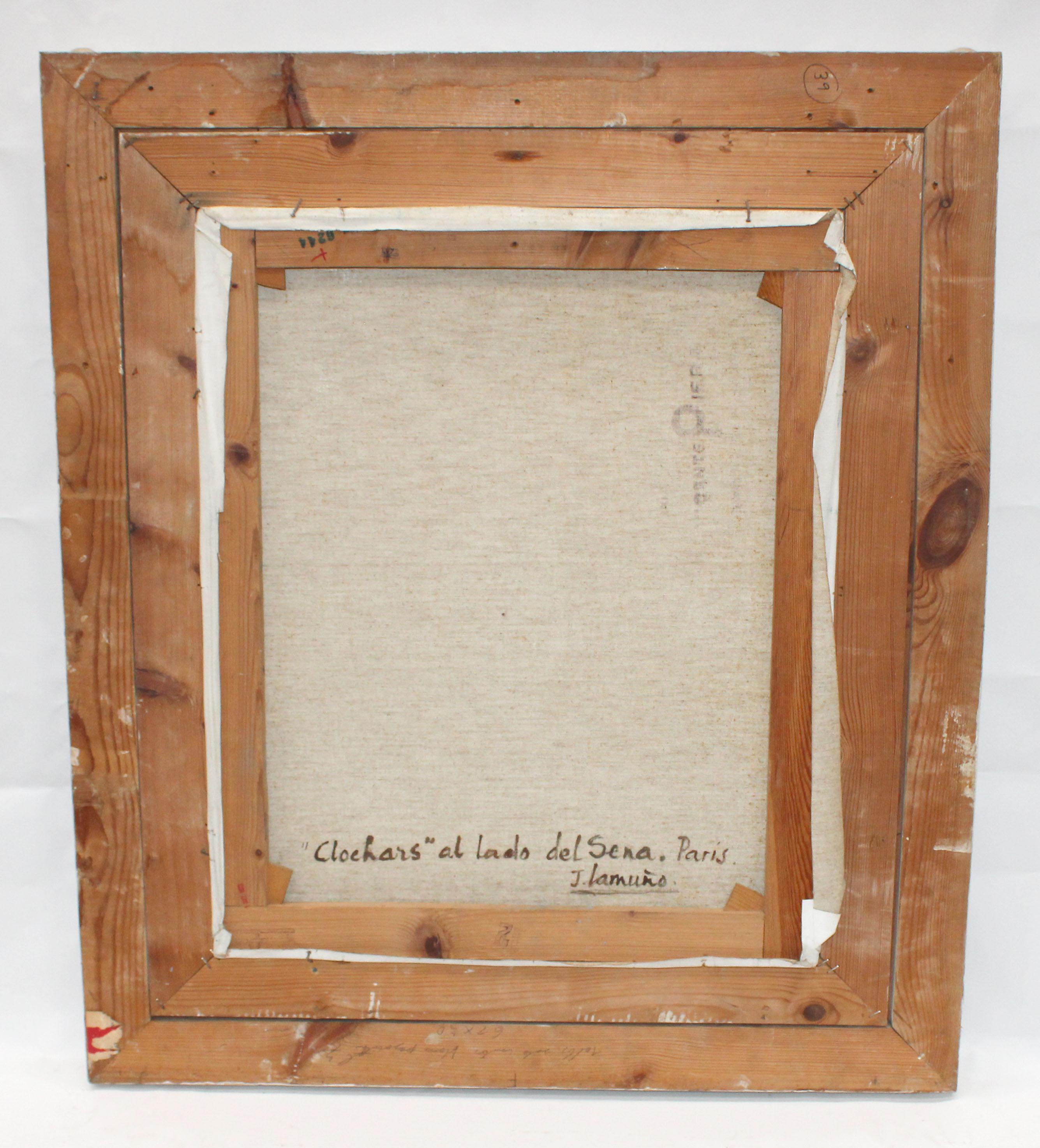 Vagabundos junto al río Sena (París) - Óleo sobre tela - en vente 6