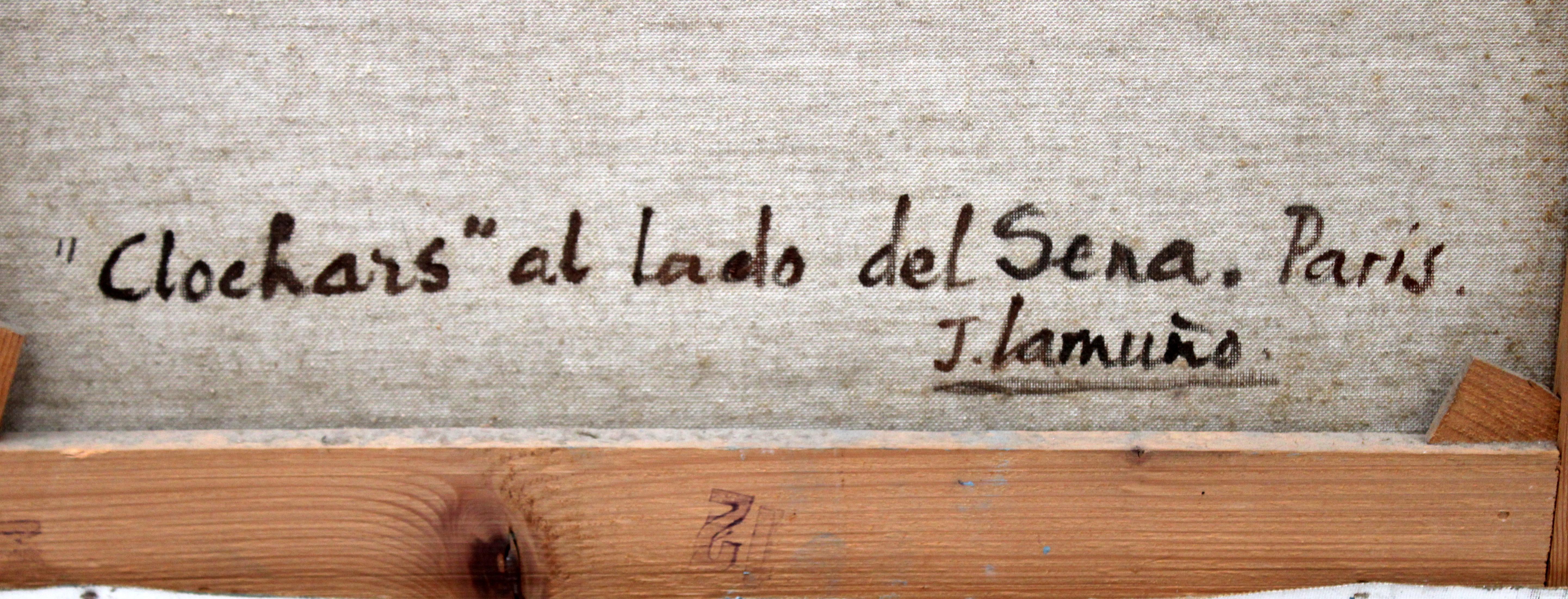 Vagabundos junto al río Sena (París) - Óleo sobre tela - en vente 7