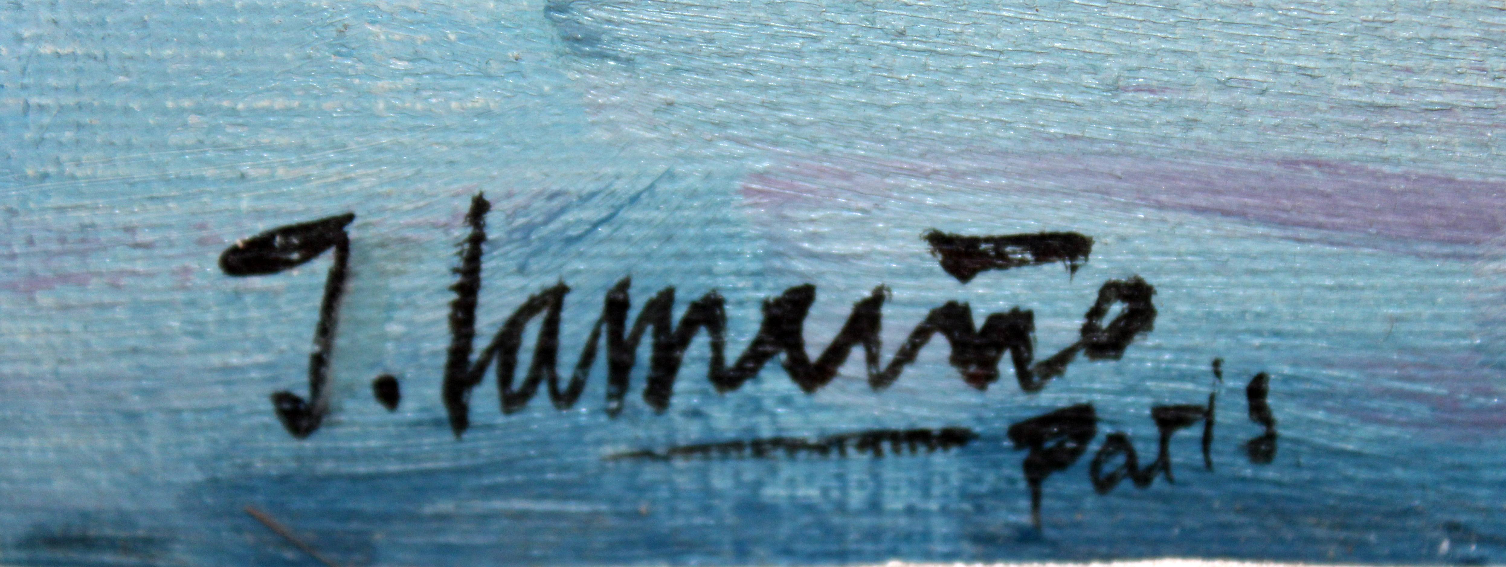 Vagabundos junto al río Sena (París) - Óleo sobre tela - en vente 2