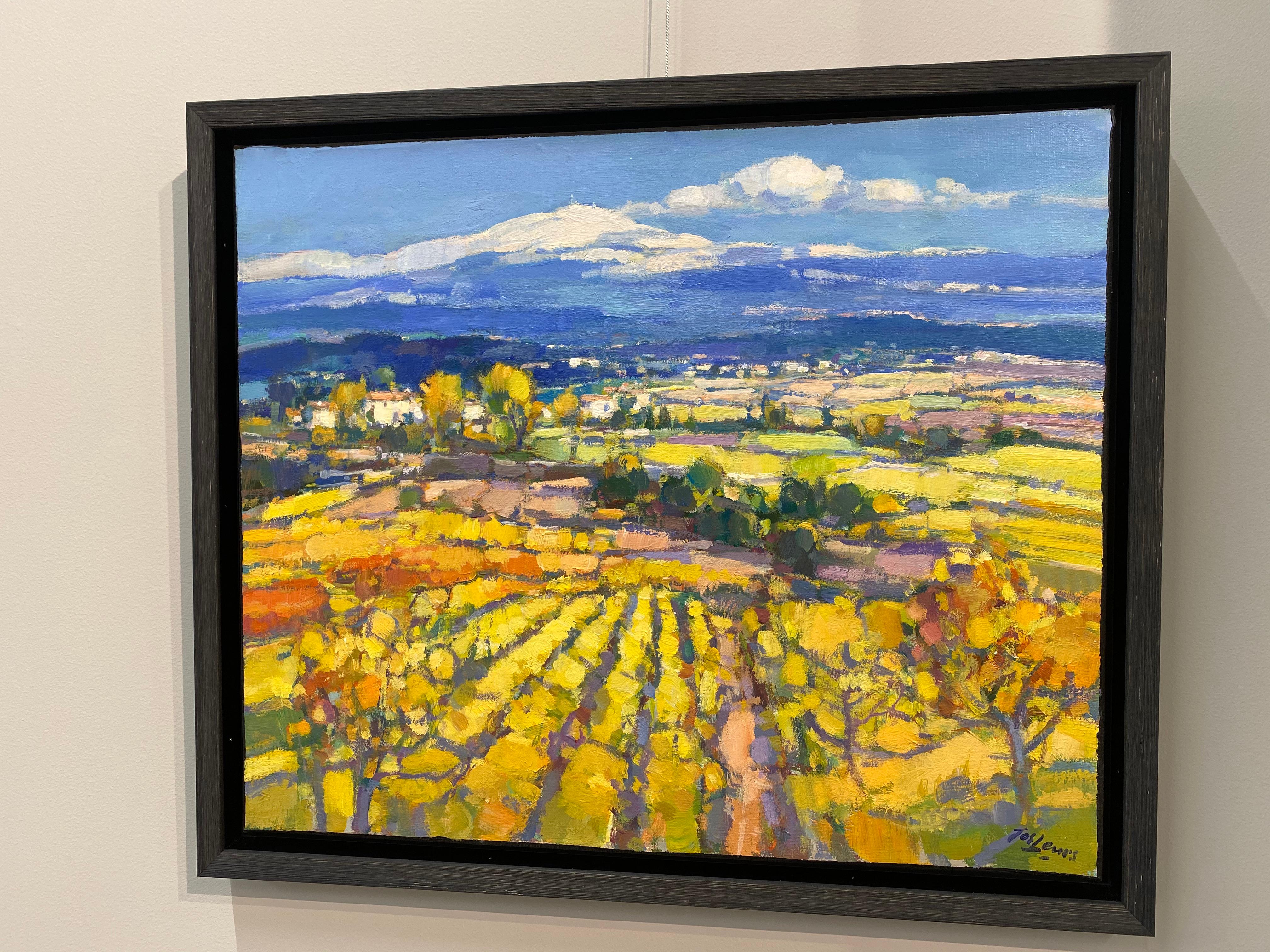 Mont Ventoux – zeitgenössisches impressionistisches Landschaftsgemälde des 21. Jahrhunderts  (Braun), Landscape Painting, von Jos Leurs