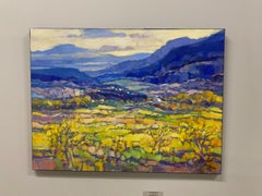 Le Lubéron bleu - Peinture de paysage impressionniste en plein air du 21e siècle