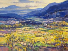 Le Lubéron bleu - Peinture de paysage impressionniste en plein air du 21e siècle