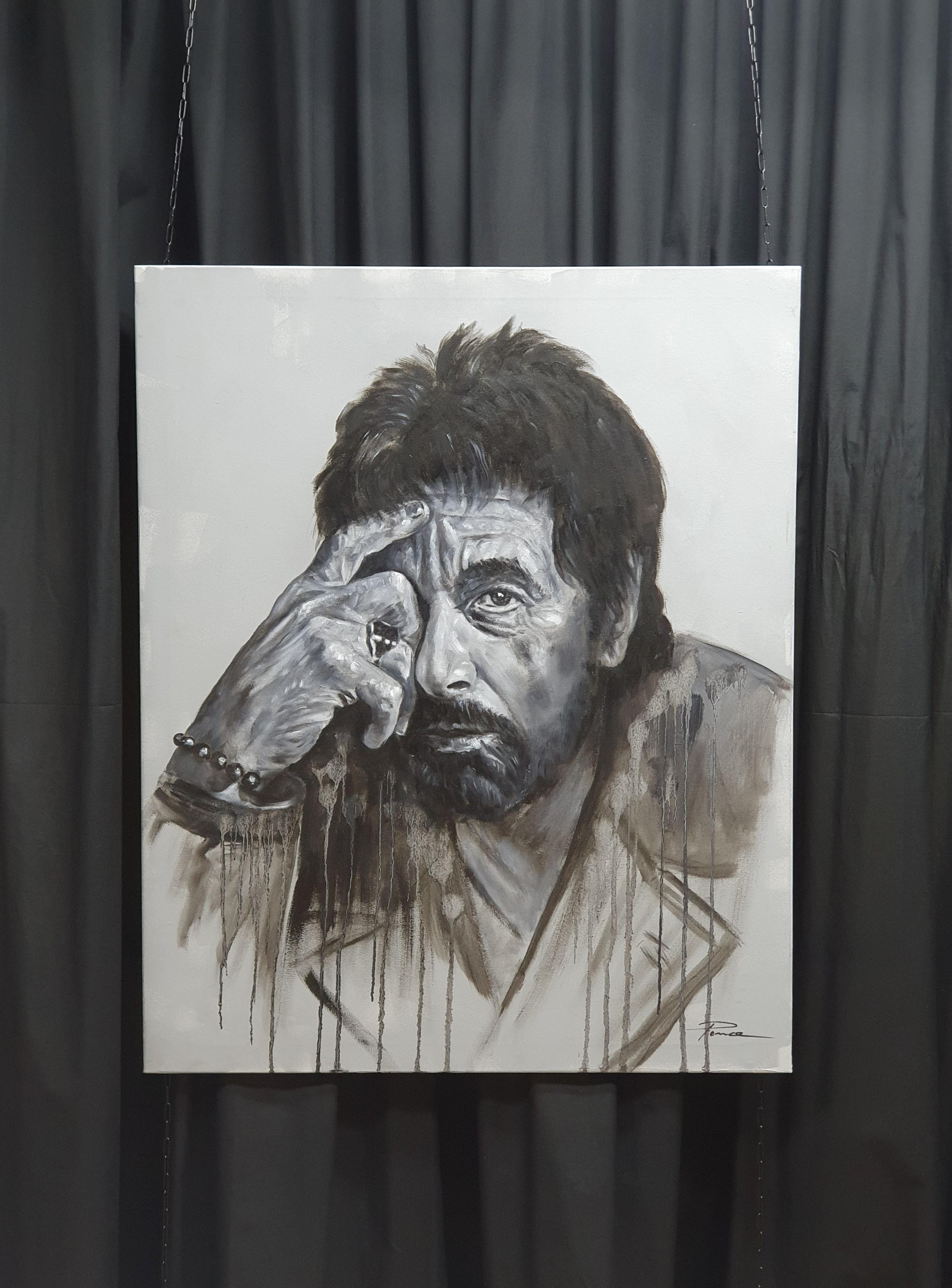 Figurative work by Al Pacino in black and white