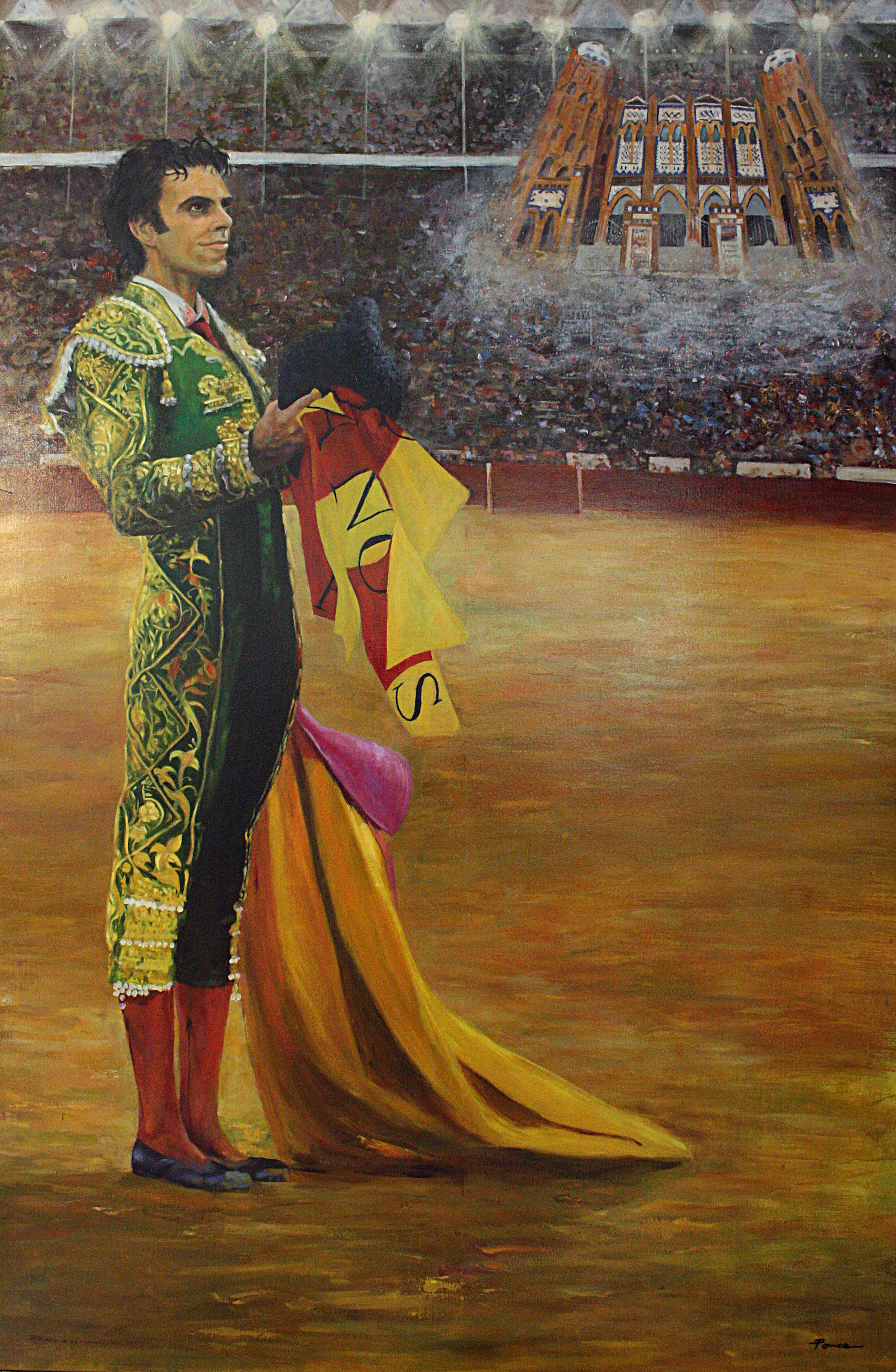 José Luis Pagador Ponce Figurative Painting - Brindis a la monumental