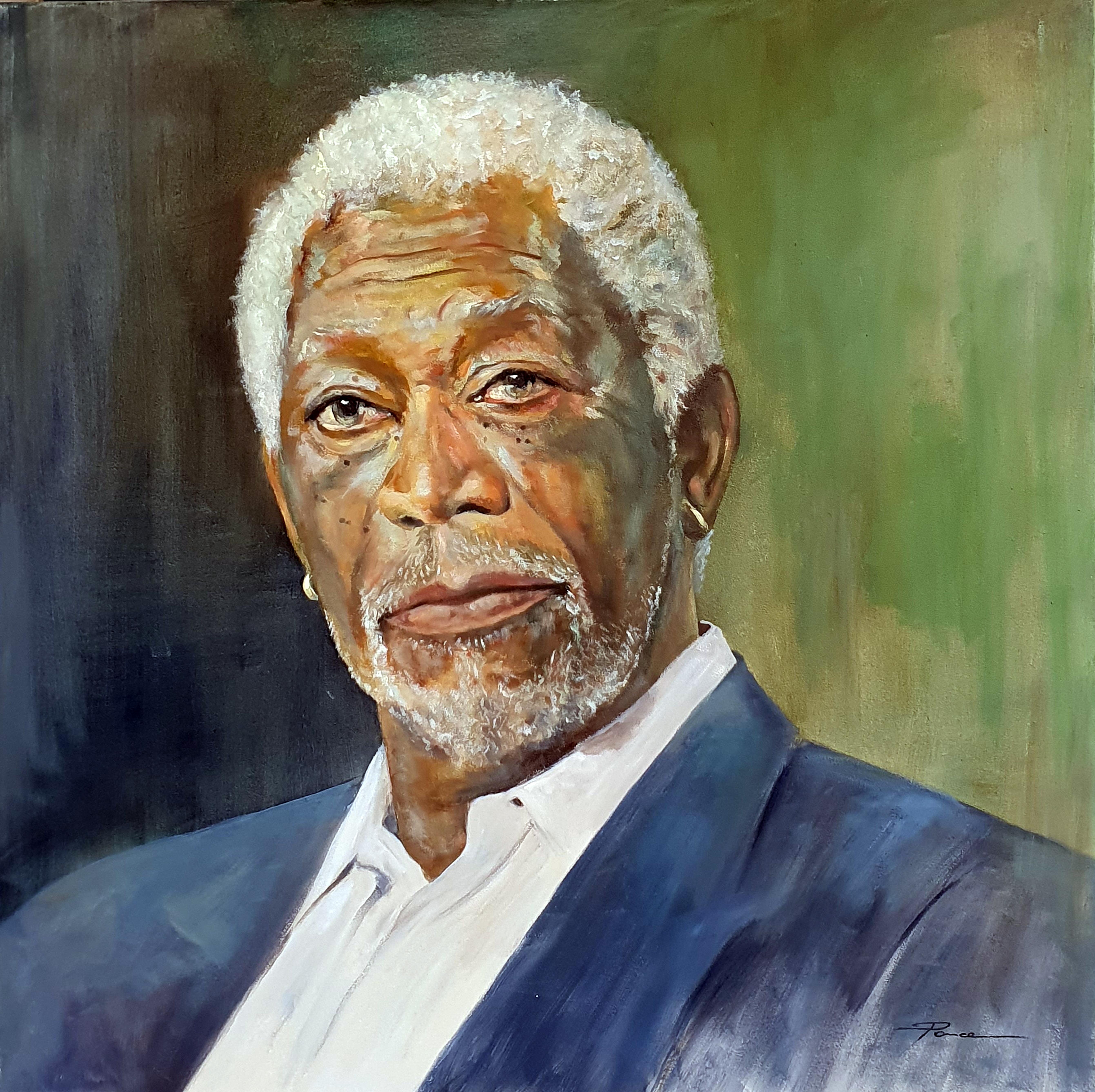 José Luis Pagador Ponce Figurative Painting - Carisma (Morgan Freeman)