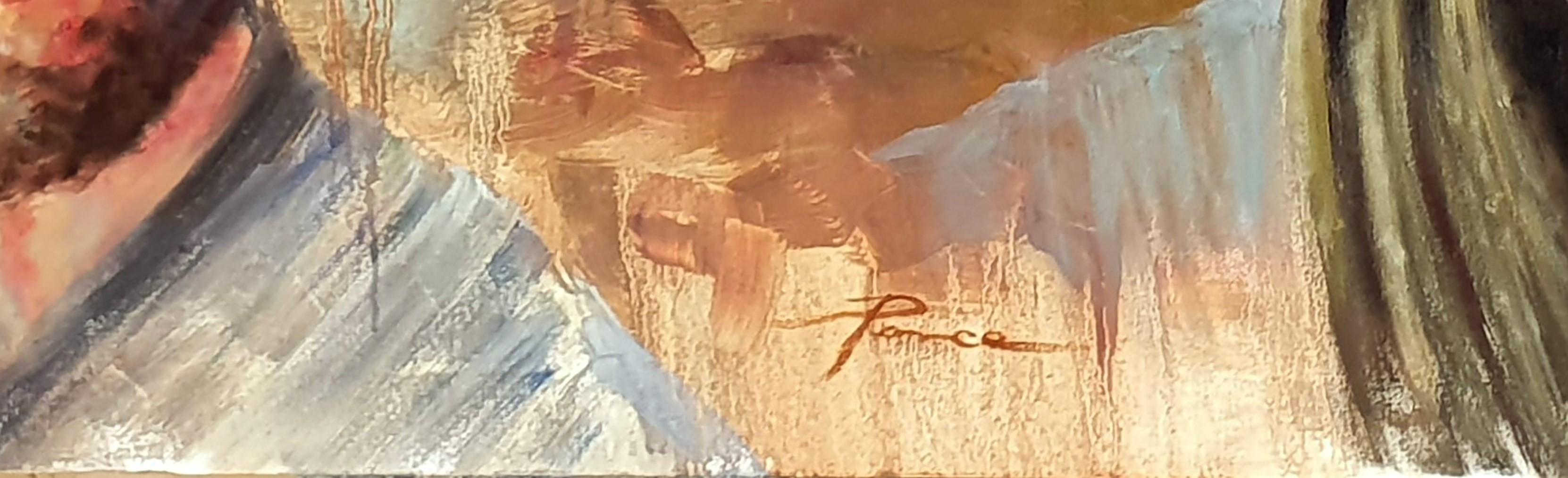 La muerte tenía un precio - Figurative Painting Marrone di José Luis Pagador Ponce