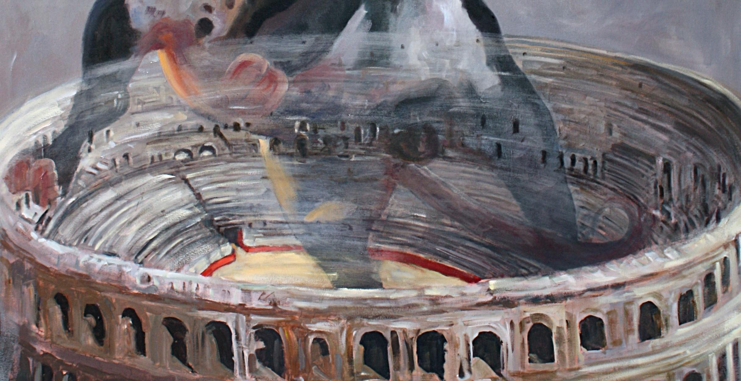 Toro de nimes - Realist Painting by José Luis Pagador Ponce