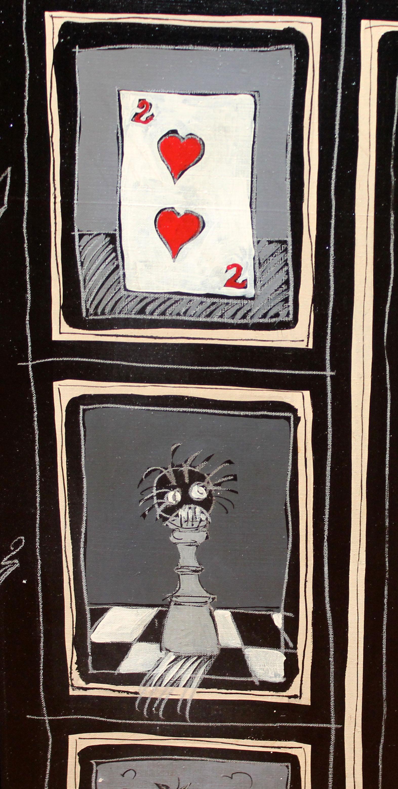 Spiel zum Verlieren oder Gewinnen - Óleo sobre tela - Año 1975 (Schwarz), Figurative Painting, von José Luís Pascual Samaranch 