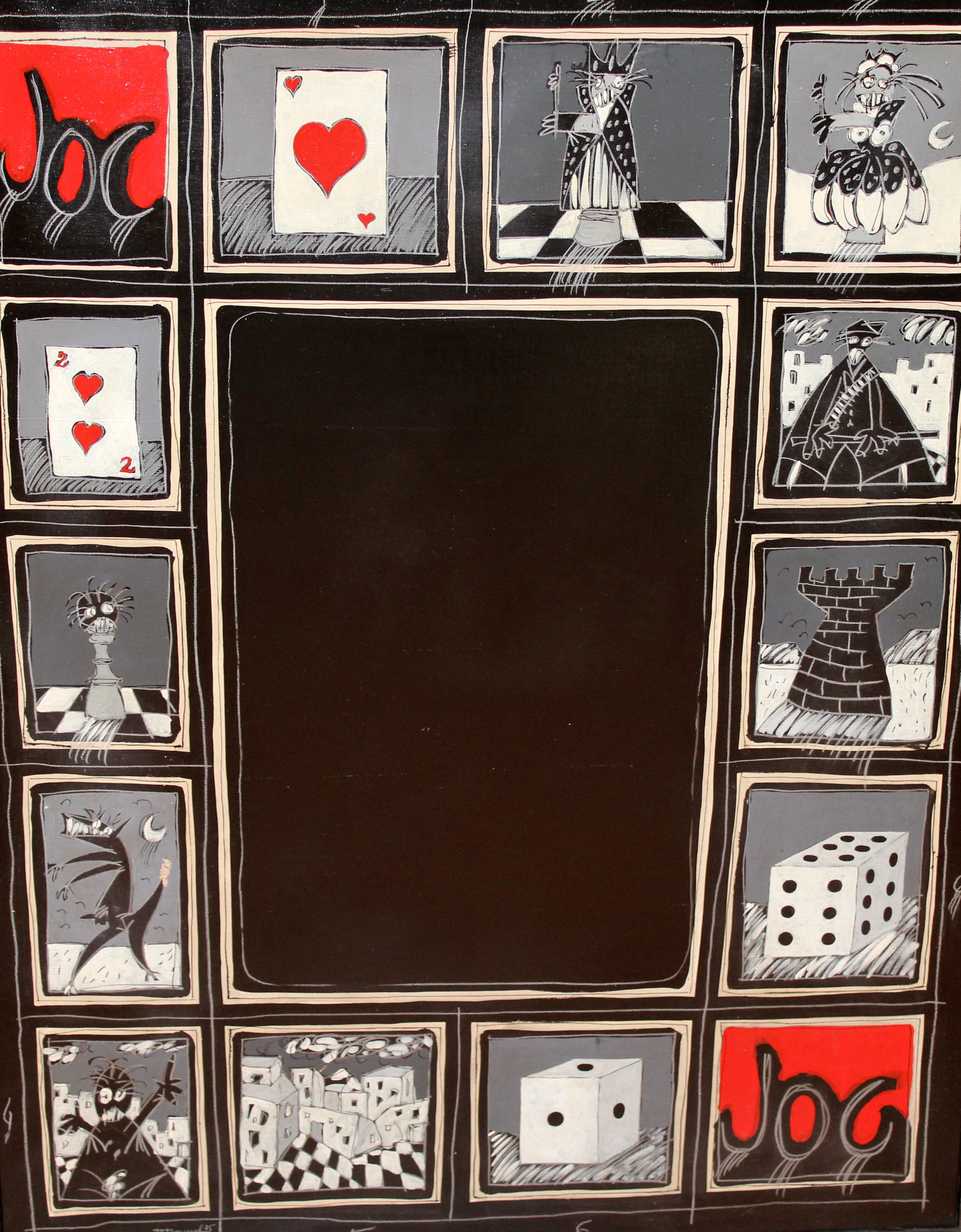 José Luís Pascual Samaranch  Figurative Painting – Spiel zum Verlieren oder Gewinnen - Óleo sobre tela - Año 1975