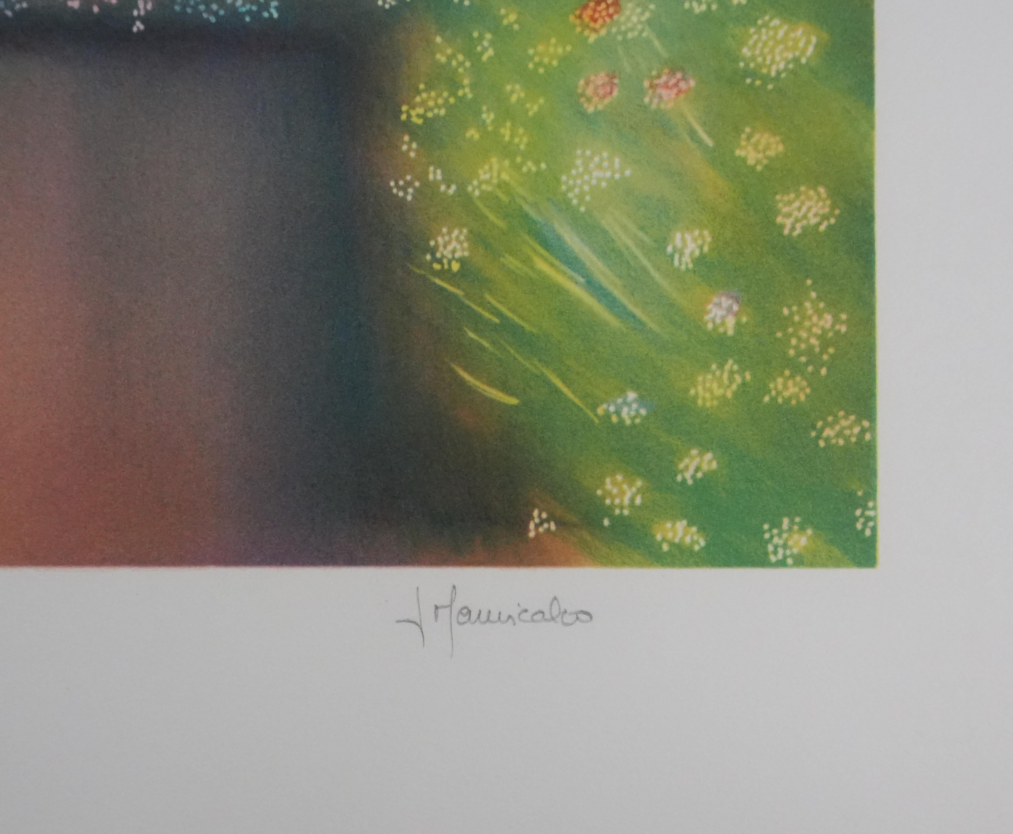 The Lake House - Original Handsigned Lithograph - Print by José Maniscalco