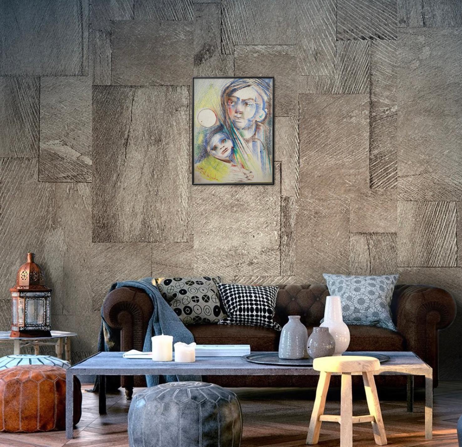 Senza titolo - Figurative Painting Grigio di José Manuel Bázquez Ribada 