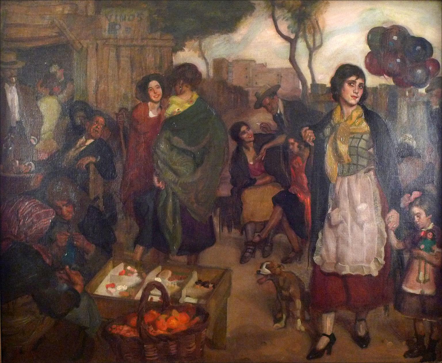 Día de mercado, Oil on Canvas by José María López Mezquita 1