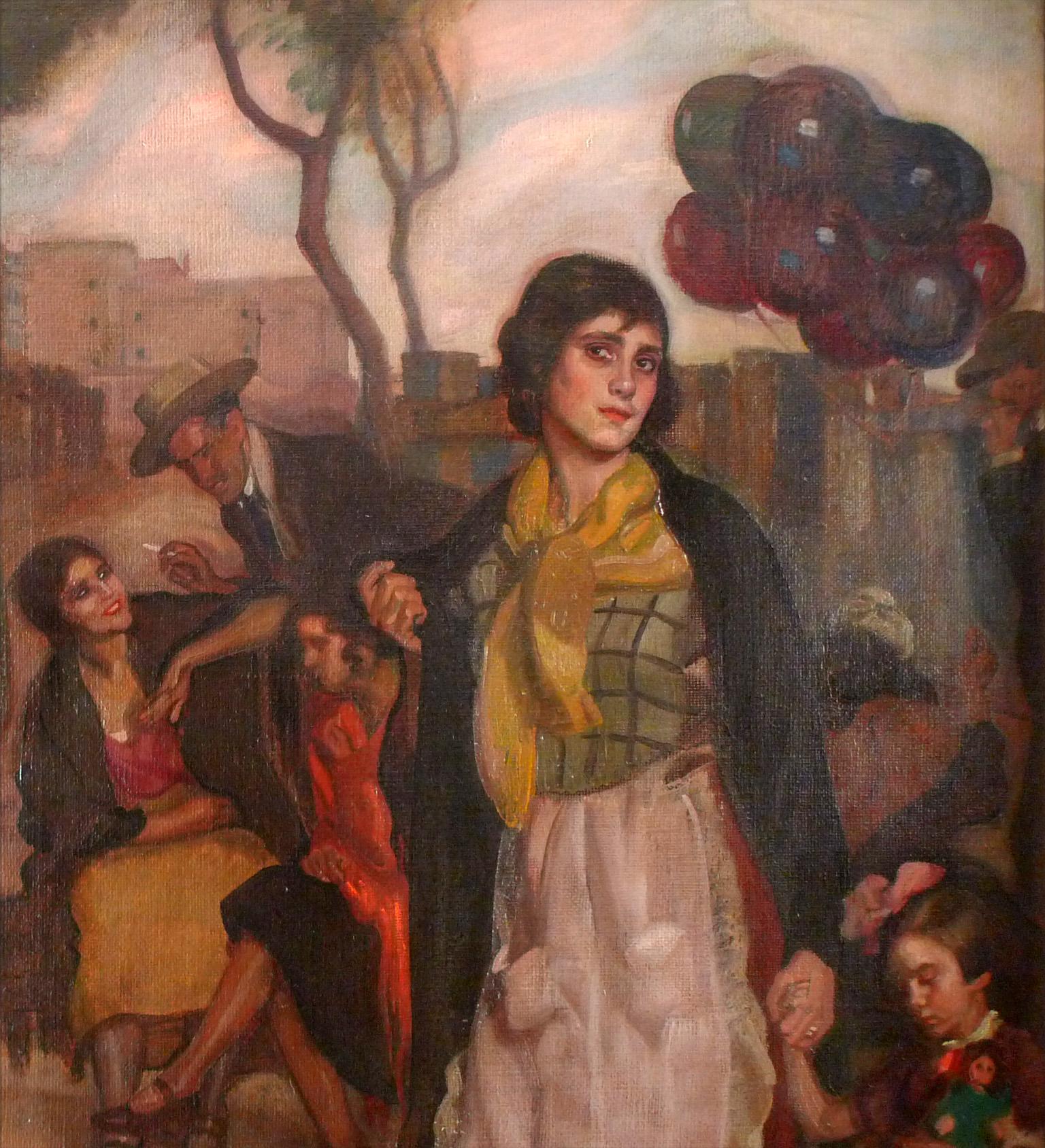 Día de mercado, Oil on Canvas by José María López Mezquita 5