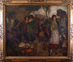 Día de mercado, Oil on Canvas by José María López Mezquita