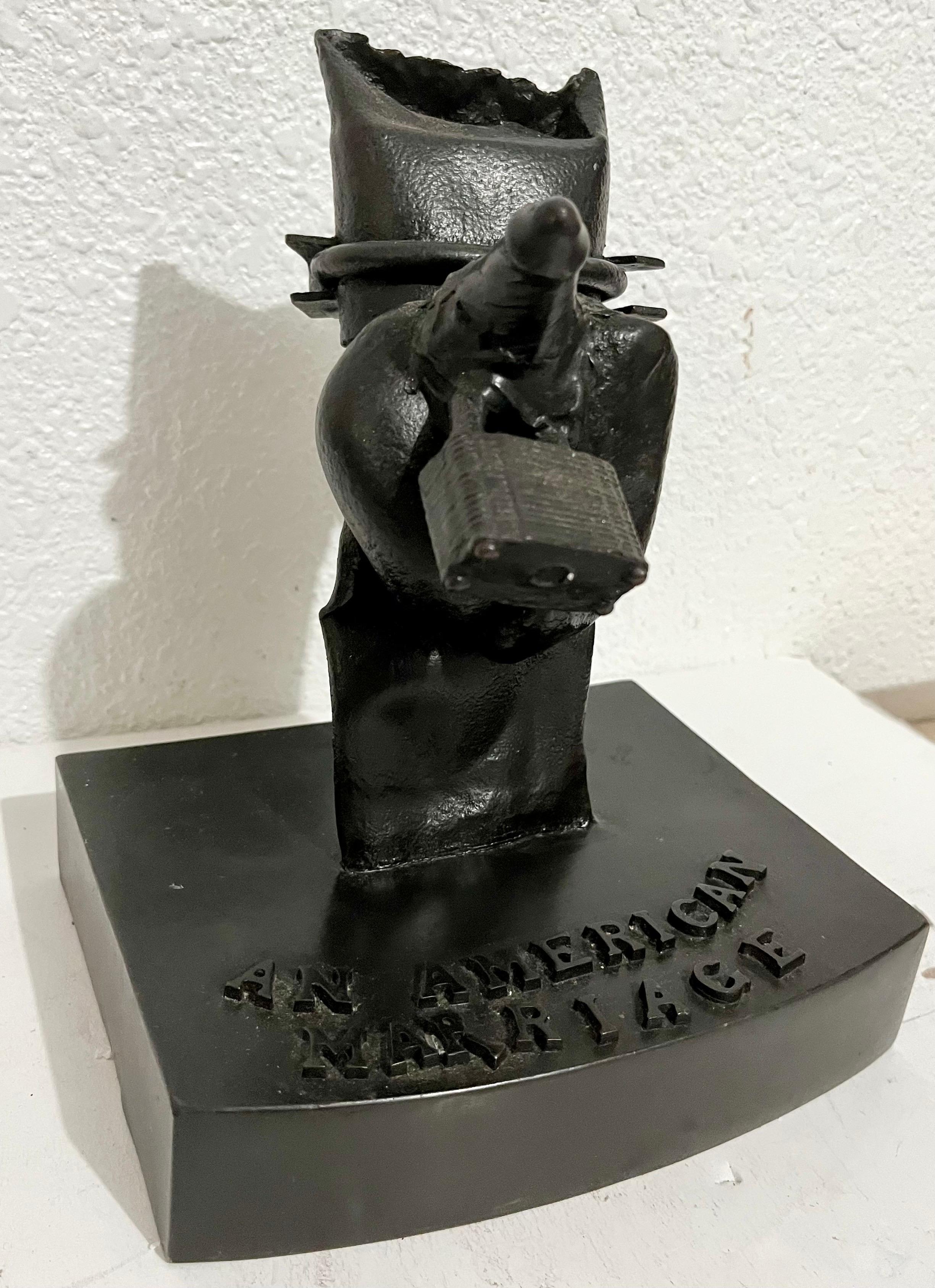 Sculpture d'assemblage étranger en bronze peint 