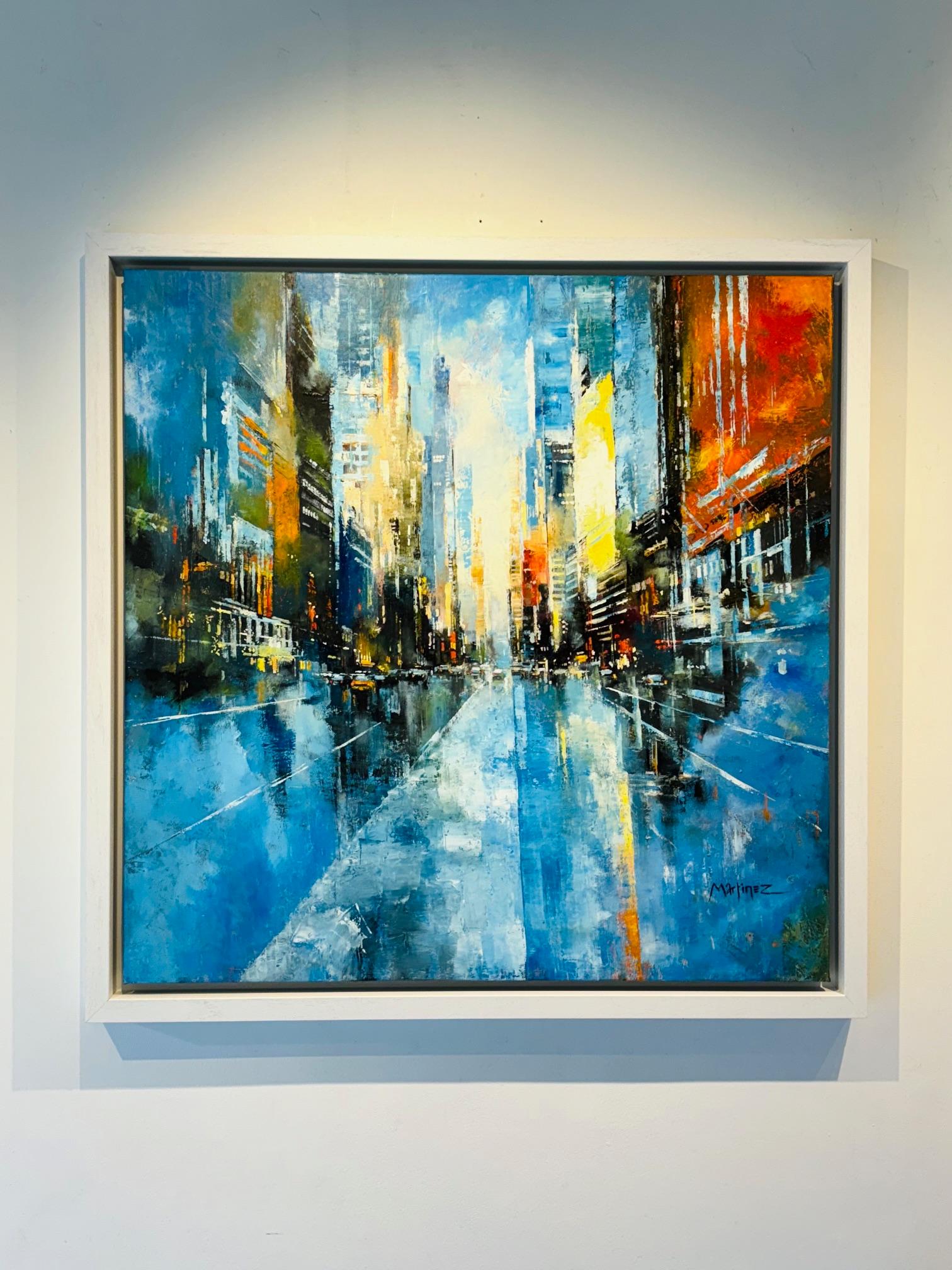 NYC Rain III - quadro originale di impressionismo astratto - arte contemporanea - Painting di José Martinez 