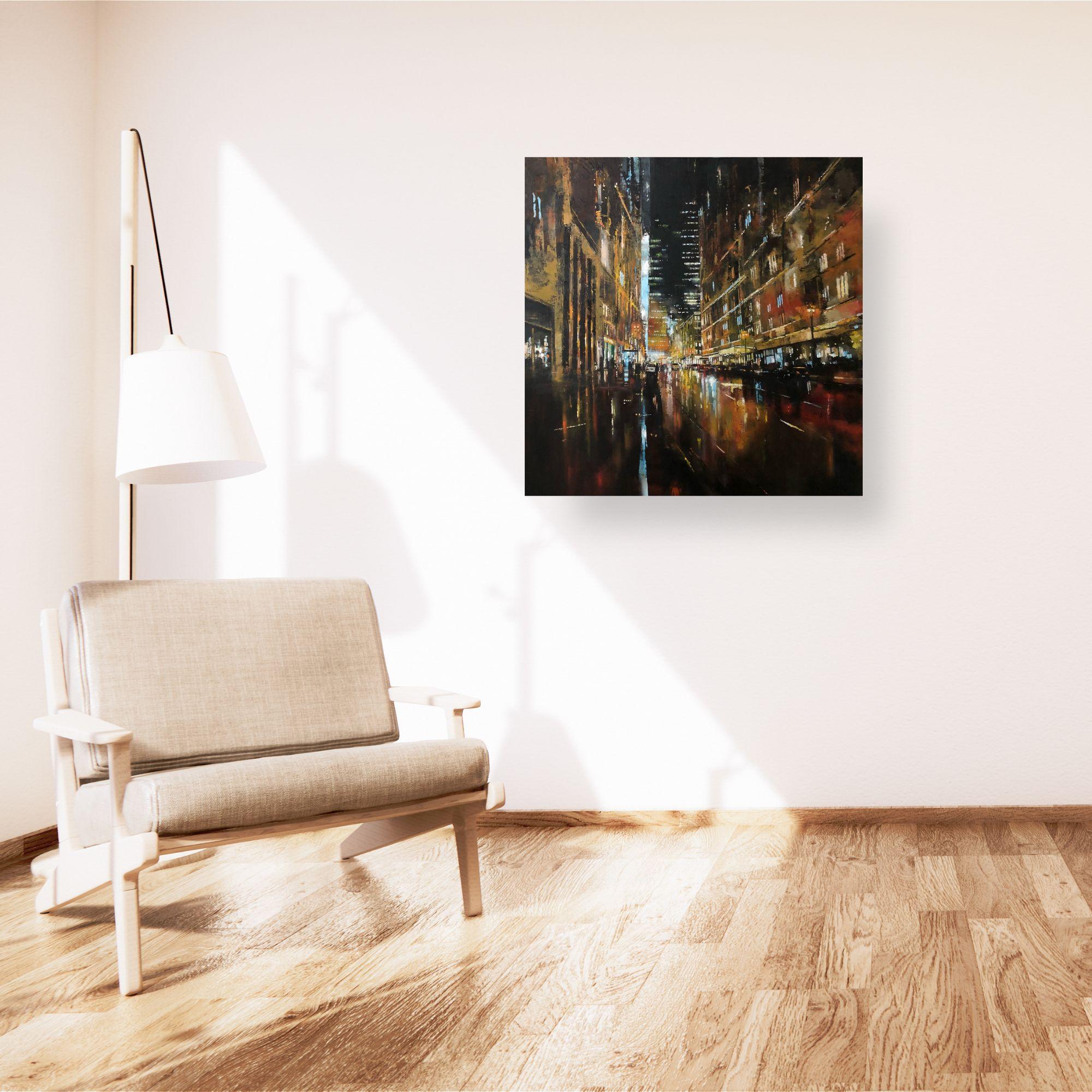 City Rain II - quadro originale di impressionismo astratto - arte contemporanea - Painting di José Martinez