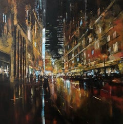 Lluvia de ciudad II - pintura original impresionismo abstracto - arte contemporáneo