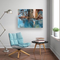 Yellow Cab Turns Right-original abstract impressionism painting-contemporary art