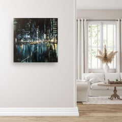 Yellow Cabs in NYC III-original abstract impressionism painting-contemporary art