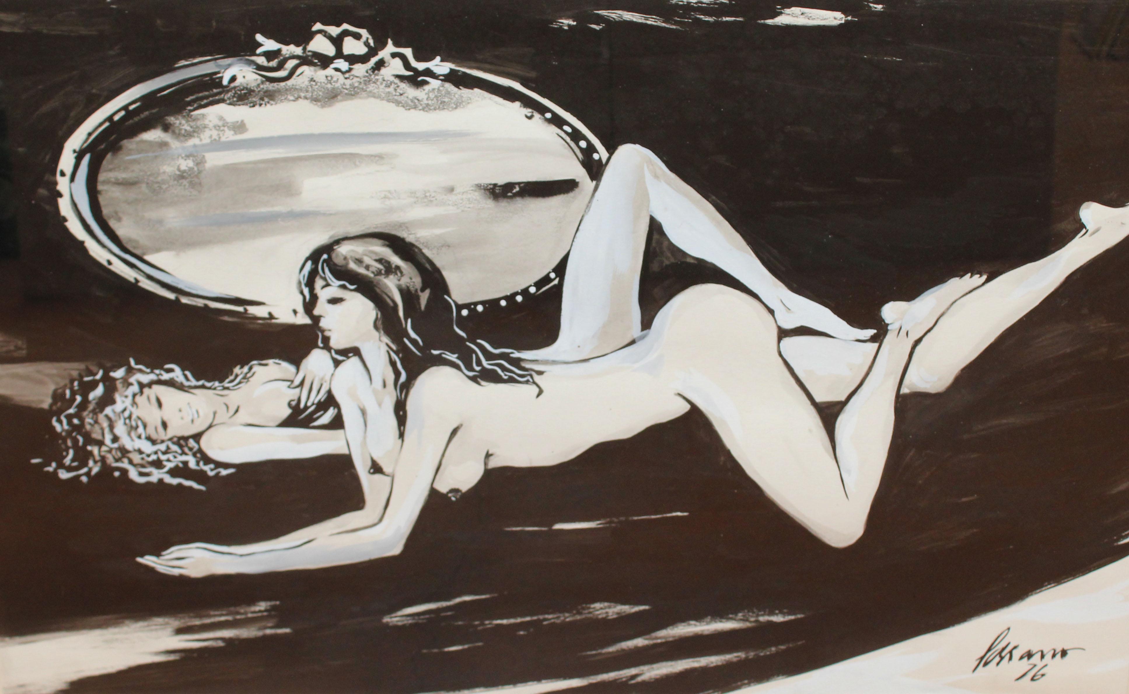 Técnica mixta sobre papel - Escena erótica - Mixed Media Art di José Miguel Serrano