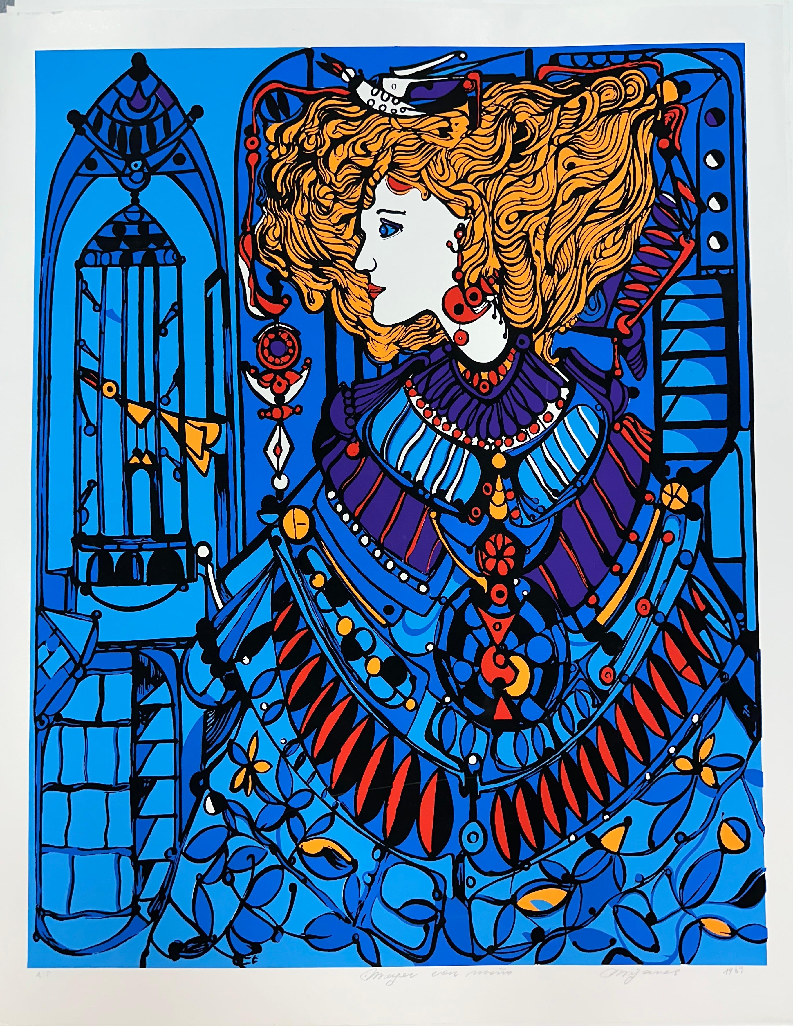 Jose Mijares Serigraph: Mujer con moño