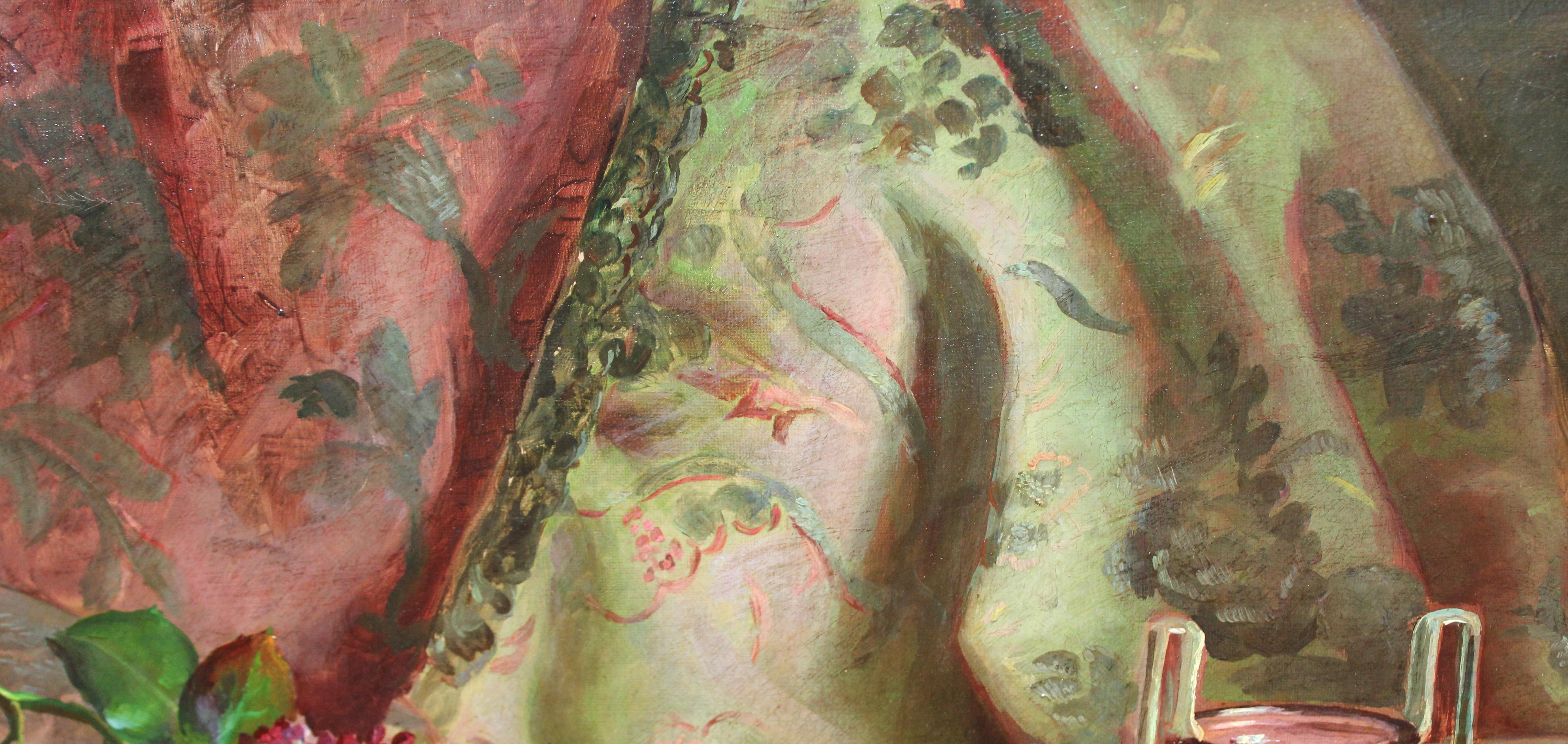 Öl auf Leinwand - Stillleben (Braun), Still-Life Painting, von José Moncada Calvache