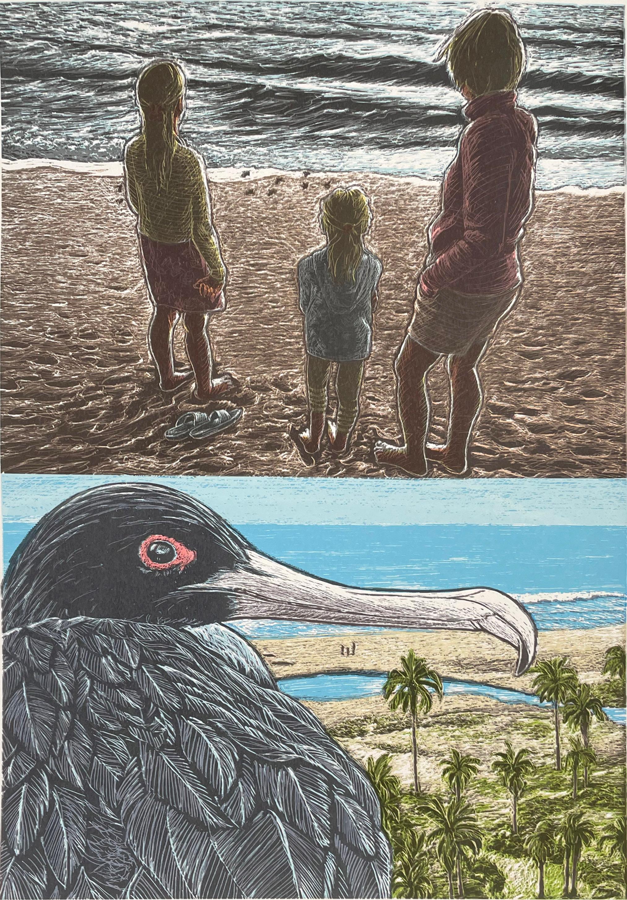 Jos Sances Animal Print - Turtle Release + FrIgate Bird Above Playa las Palmas