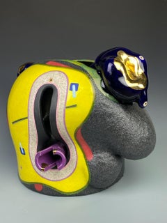 Forma Cerámica Abstracta Colorida, Gres, Brillo Dorado, Esmalte, Jose Sierra 2023