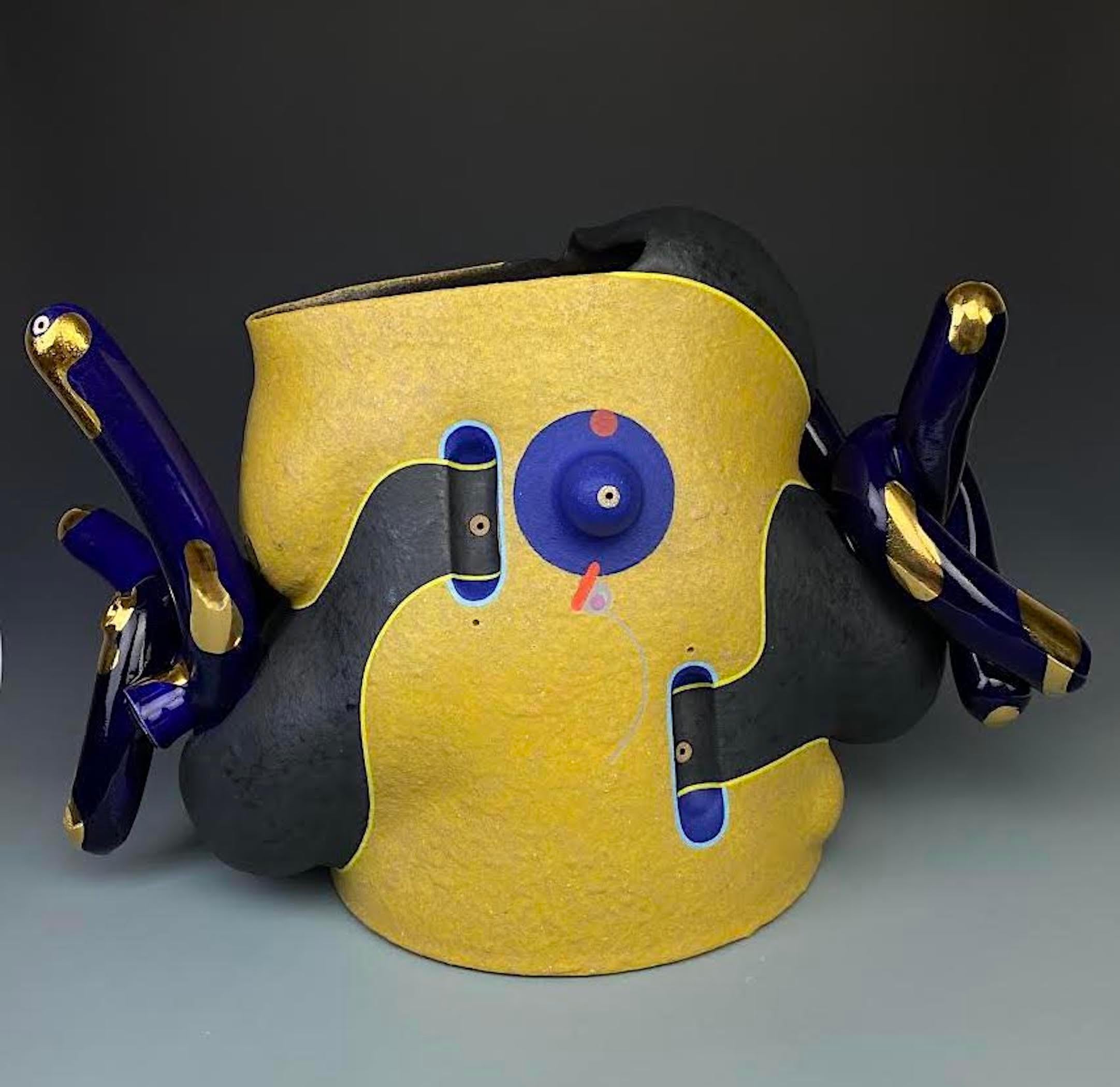 Contemporary Abstract Ceramic Sculpture, Vessel, Glazed Stoneware, Gold Luster

José Sierra is a self-taught artist and ceramicist, born in Mérida, Venezuela in 1975. His work draws inspiration from his  heritage, along with pre-Hispanic art, East