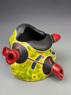 Contemporary Abstract Ceramic Sculpture, Stoneware, Glaze, Colorful Design