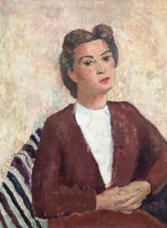 Portrait of a Young Lady - Large Mid 20th Century Dutch Figurative Oil Painting