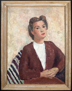 Portrait of a Young Lady - Large Mid 20th Century Dutch Figurative Oil Painting