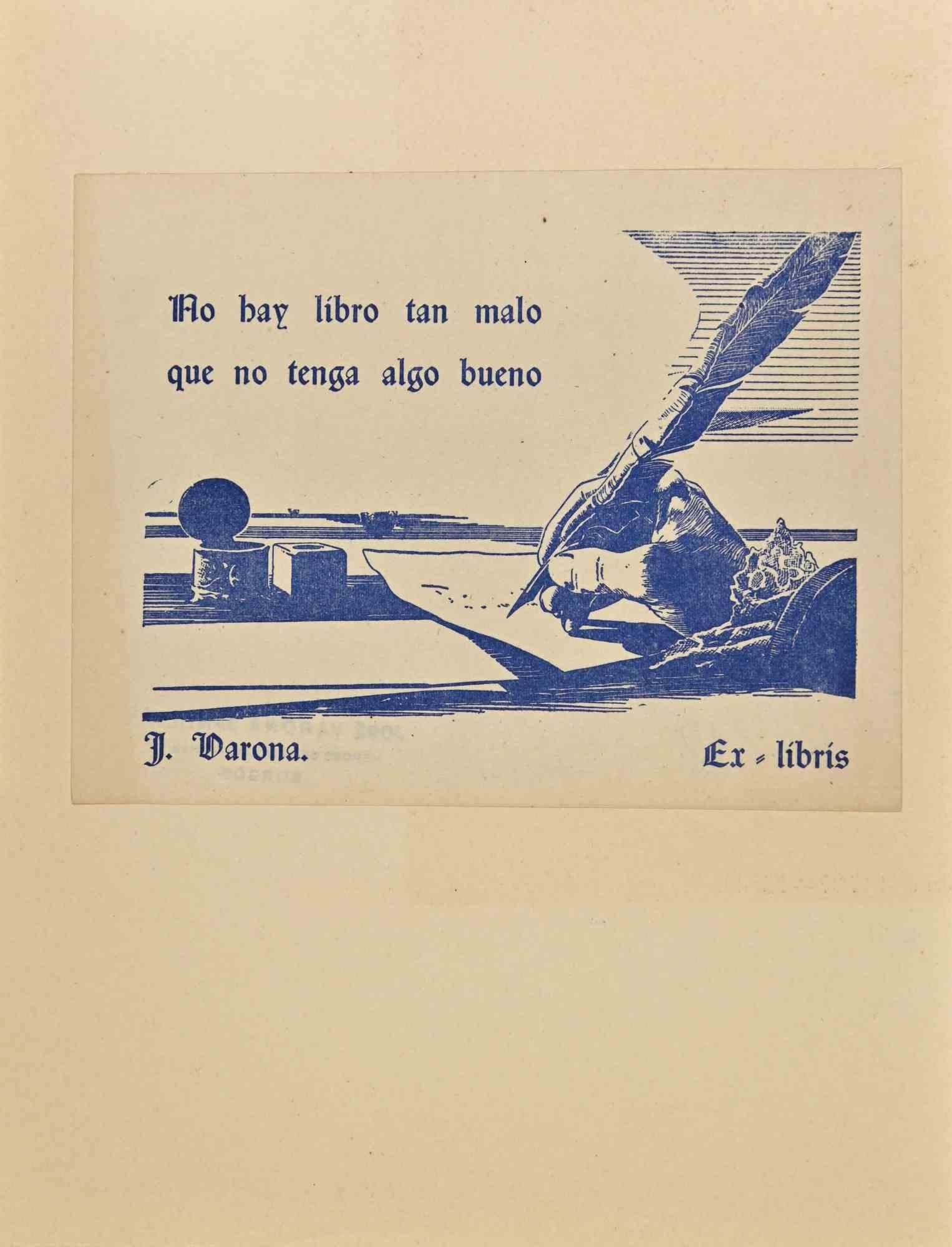 Ex-Libris - Gravure sur bois de José Varona Santillan - 1940 ca