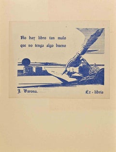 Ex-Libris - Woodcut by José Varona Santillan - 1940 ca