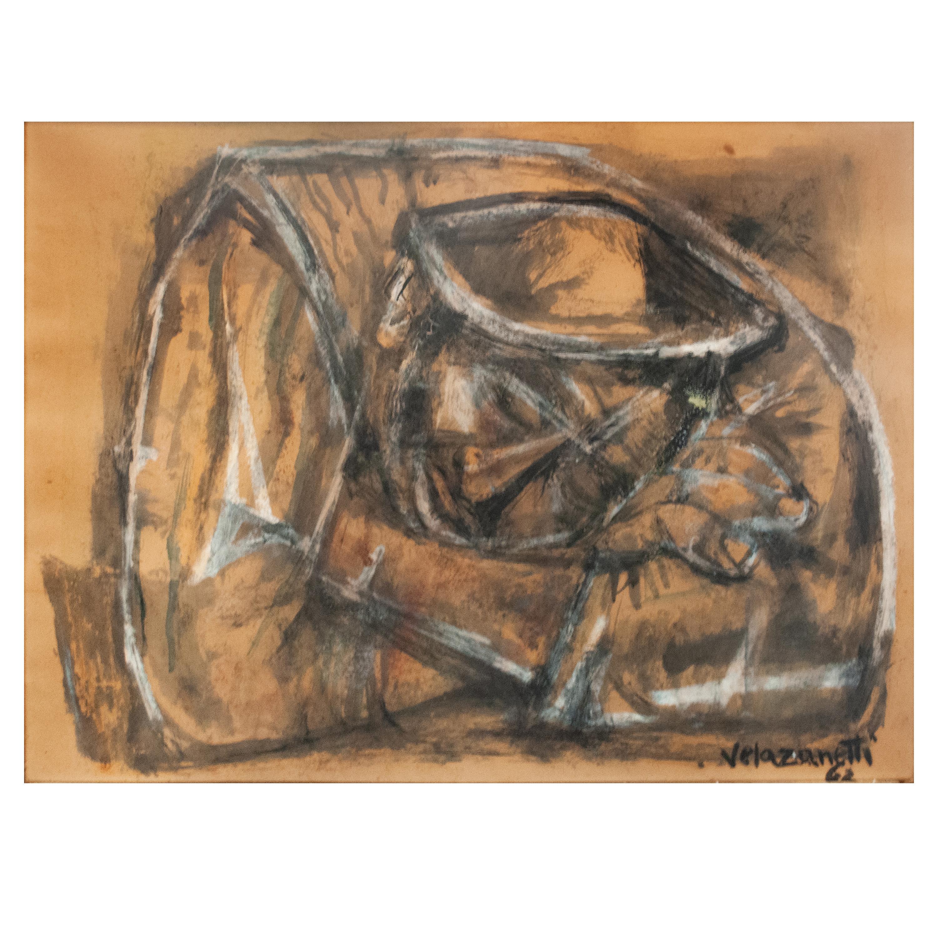 An important Spanish portrait painting by the celebrated artist Jose Vela Zanetti (1913-1999), signed & dated 1962.
This painting by one of Spain's most celebrated muralists, who also painted both the Realist & Expressionistic styles, deeply