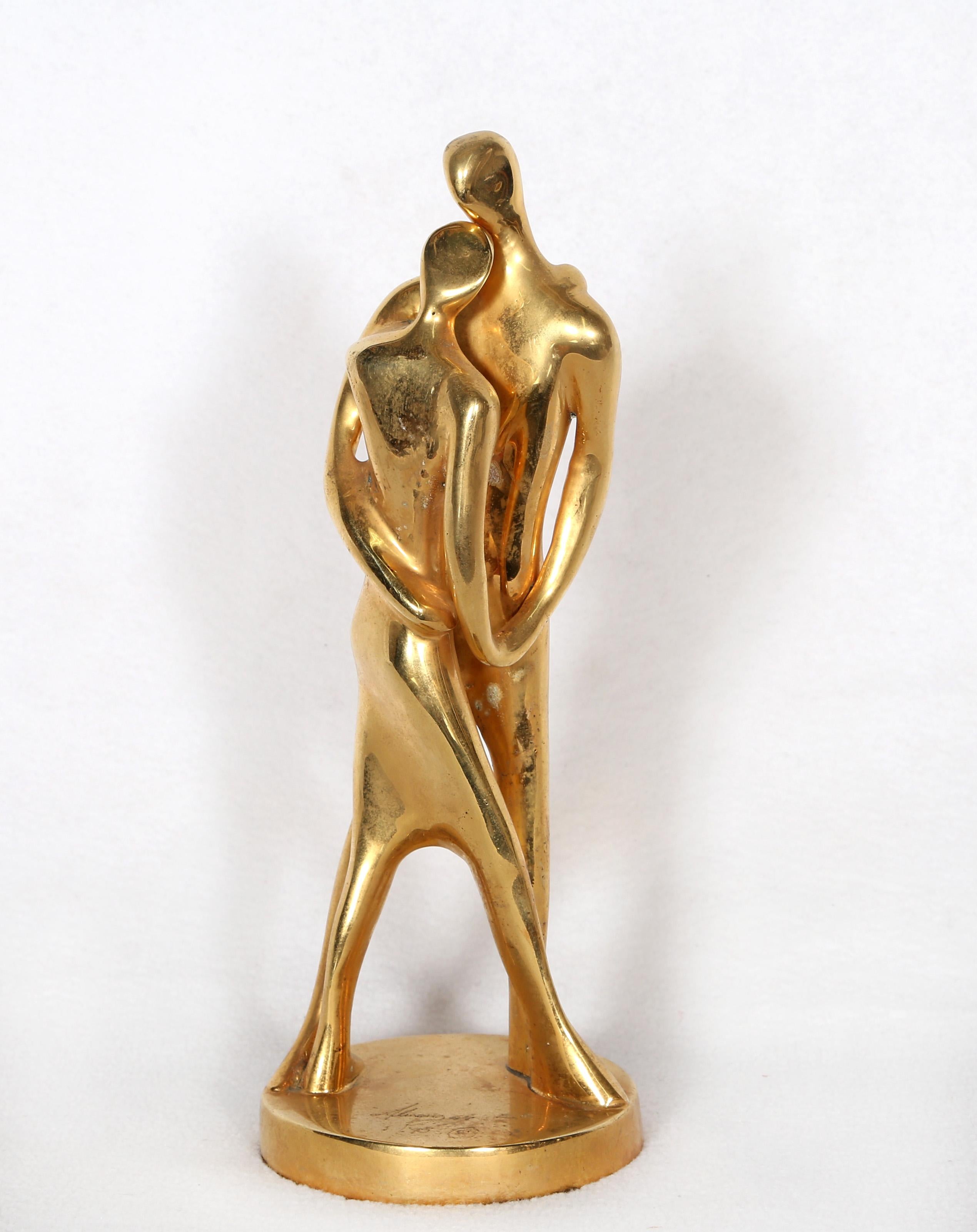 Tango, scultura moderna in bronzo con patina dorata di Jose Almanzor in vendita 2