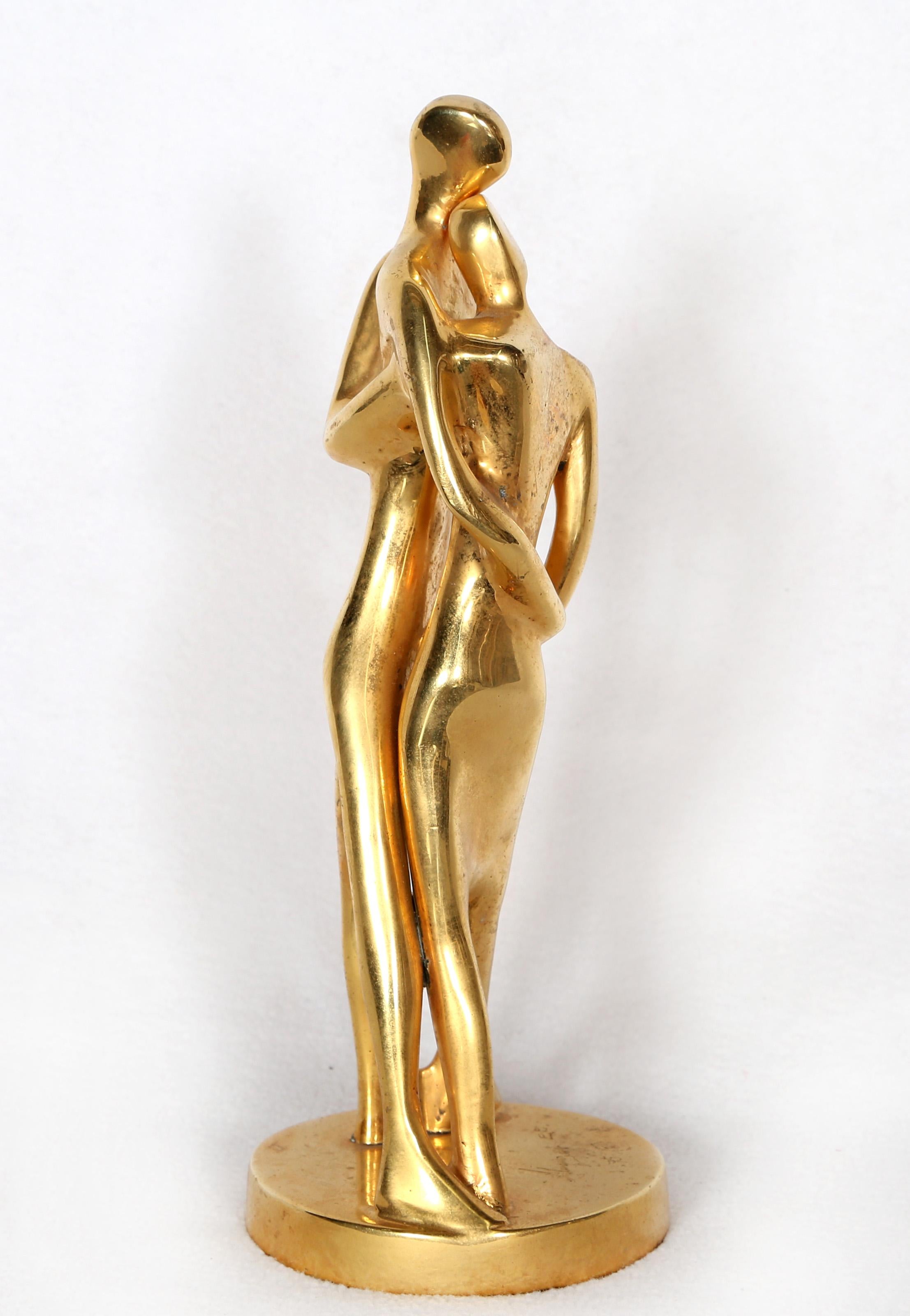 Tango, scultura moderna in bronzo con patina dorata di Jose Almanzor in vendita 3