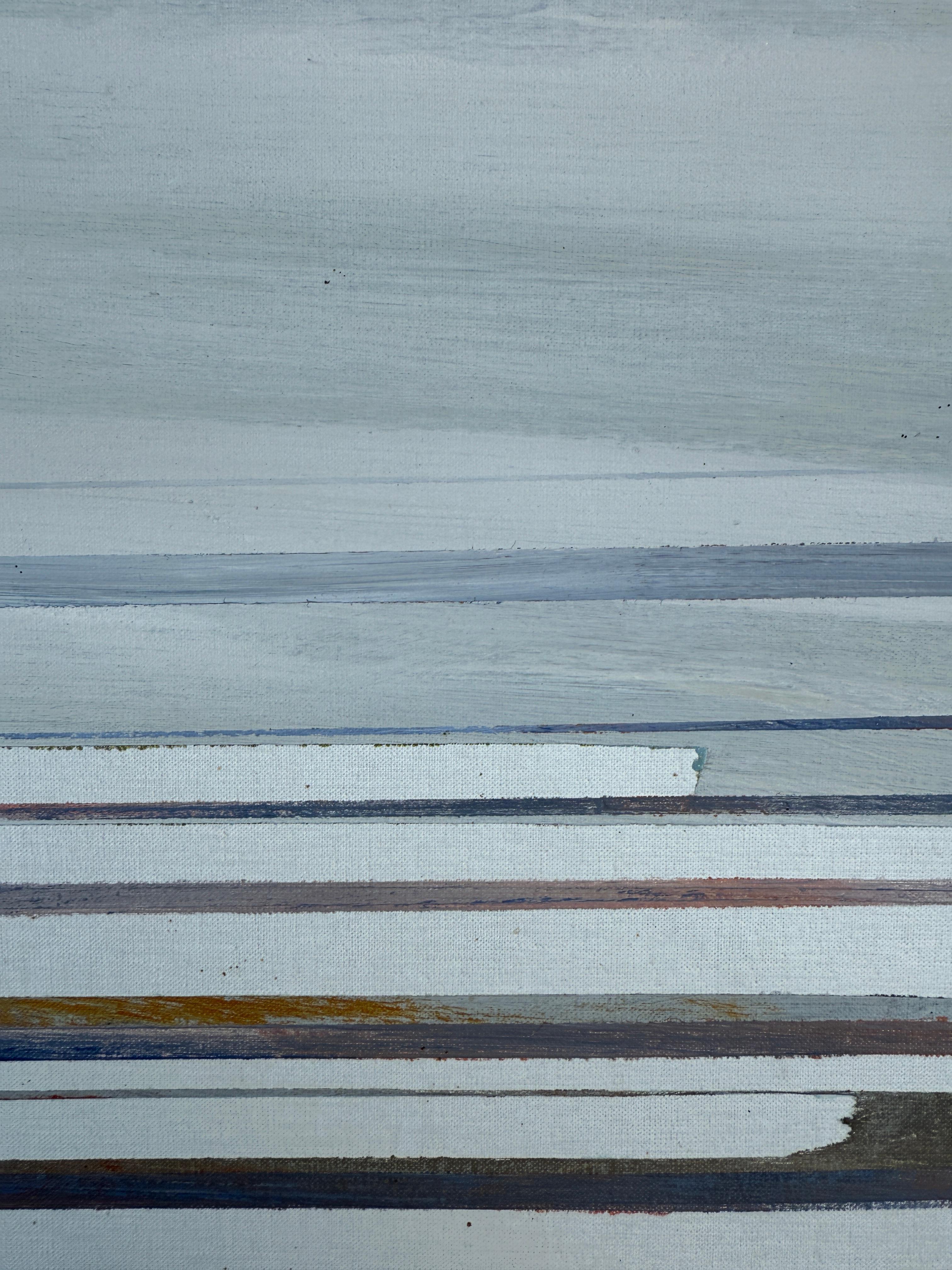 Stairway to the Frontal Sky oil on canvas abstract painting - Gray Abstract Painting by Jose Alvarez Niebla