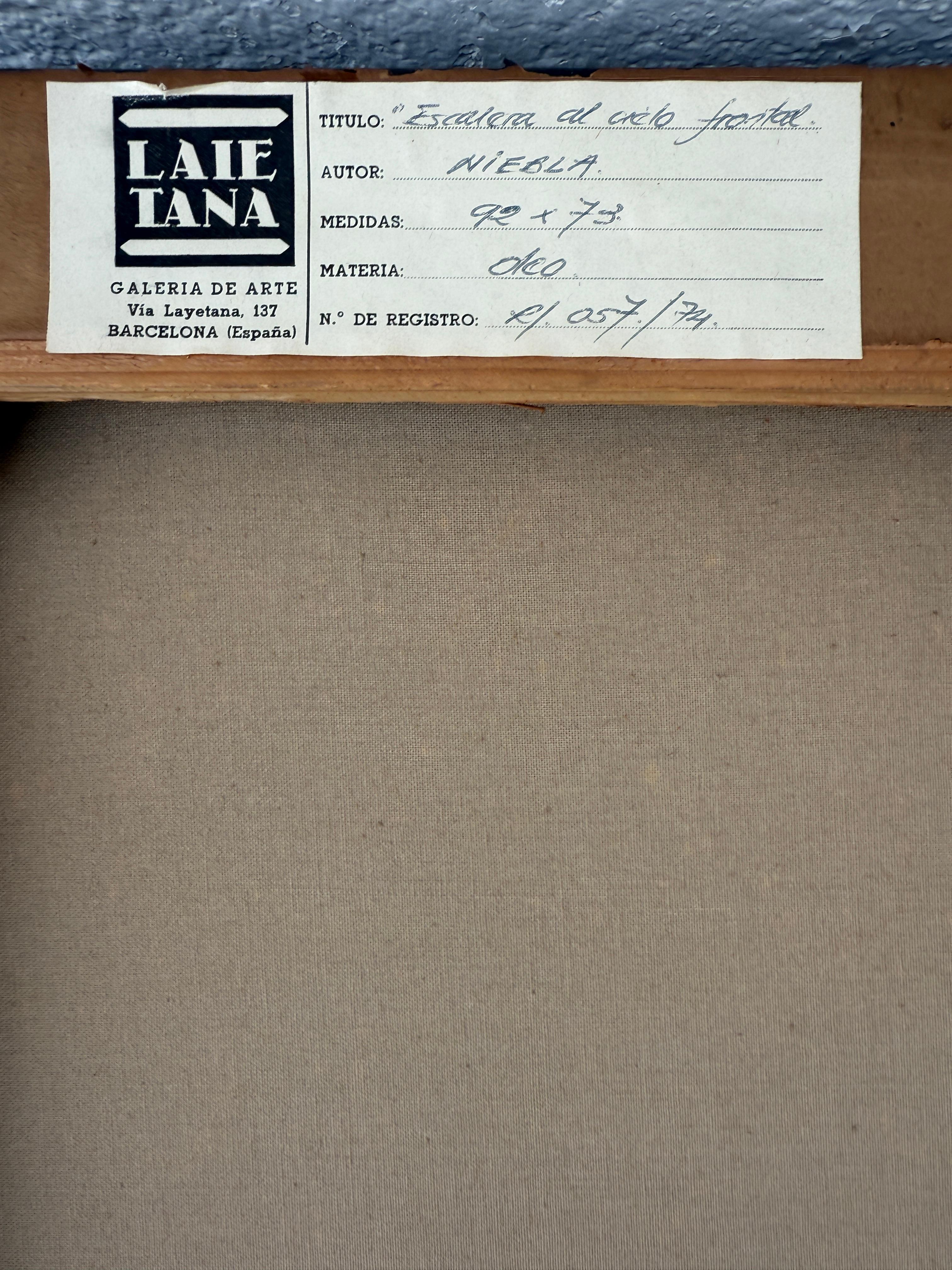 Stairway to the Frontal Sky oil on canvas abstract painting For Sale 3