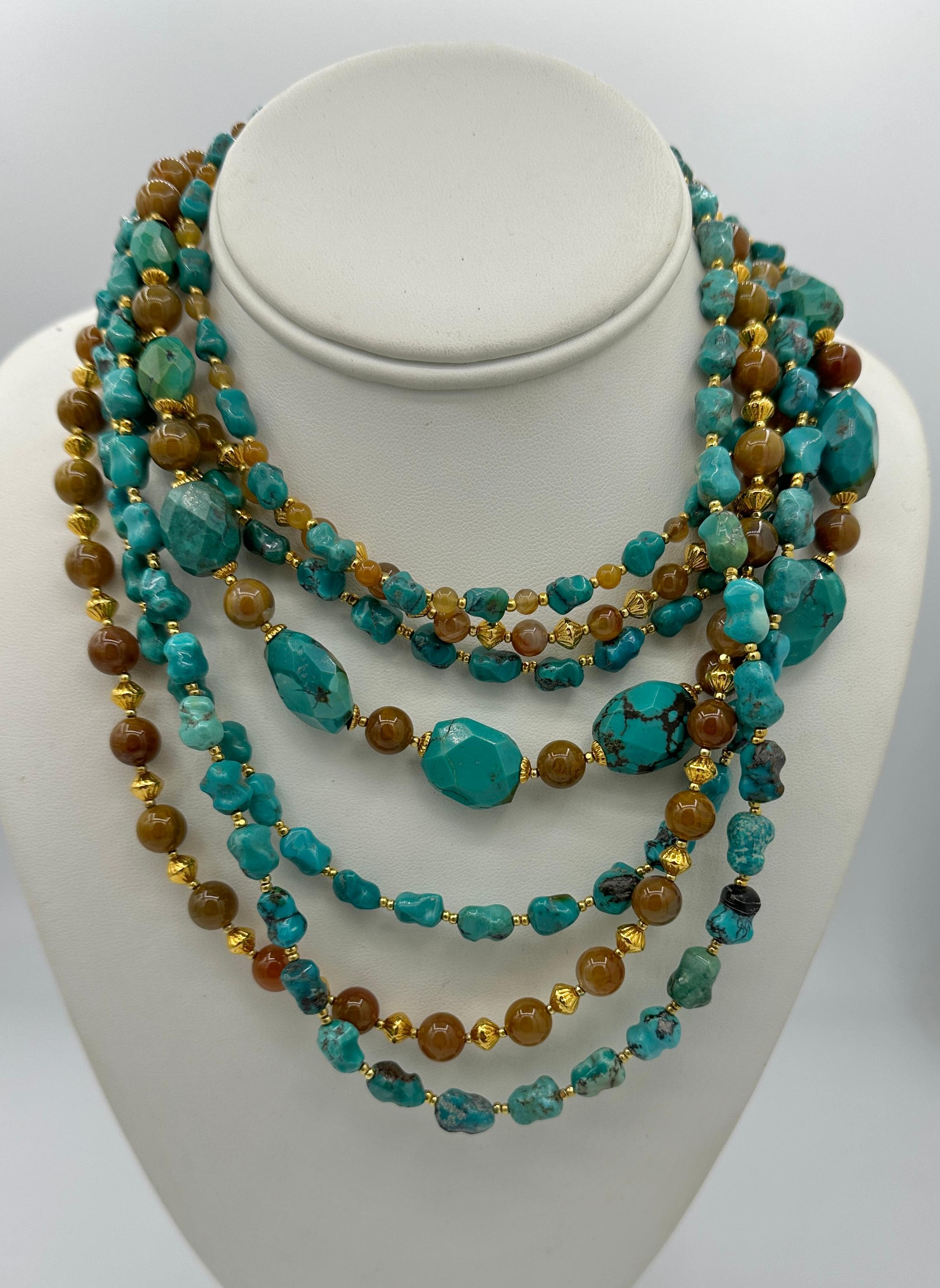 Modern Jose and Maria Barrera Necklace from Estate of Writer Jackie Collins Turquoise For Sale