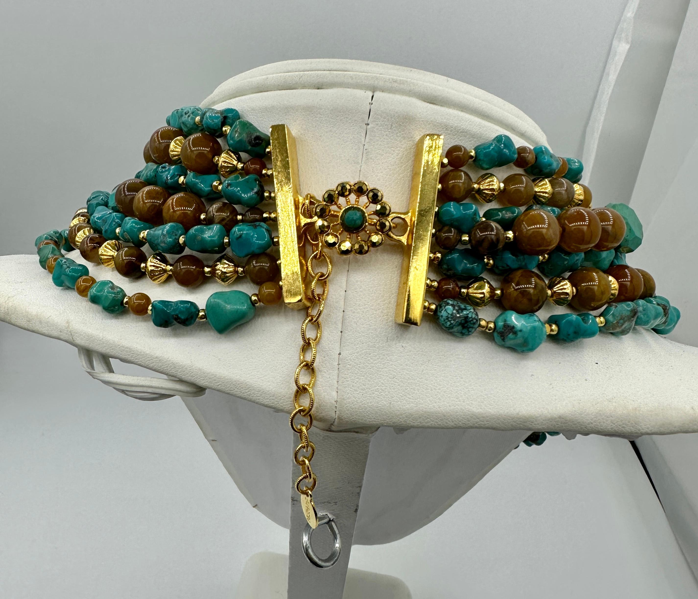 Jose and Maria Barrera Necklace from Estate of Writer Jackie Collins Turquoise In Excellent Condition For Sale In New York, NY