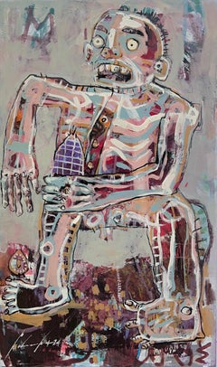 "Abuelo con elote tsirangui" figurativo, contemporaneo, messicano, olio