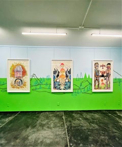 Diablitos & Mushrooms, 120 x 75 cm, acrylic painting, Mexican Basquiat, 2023
