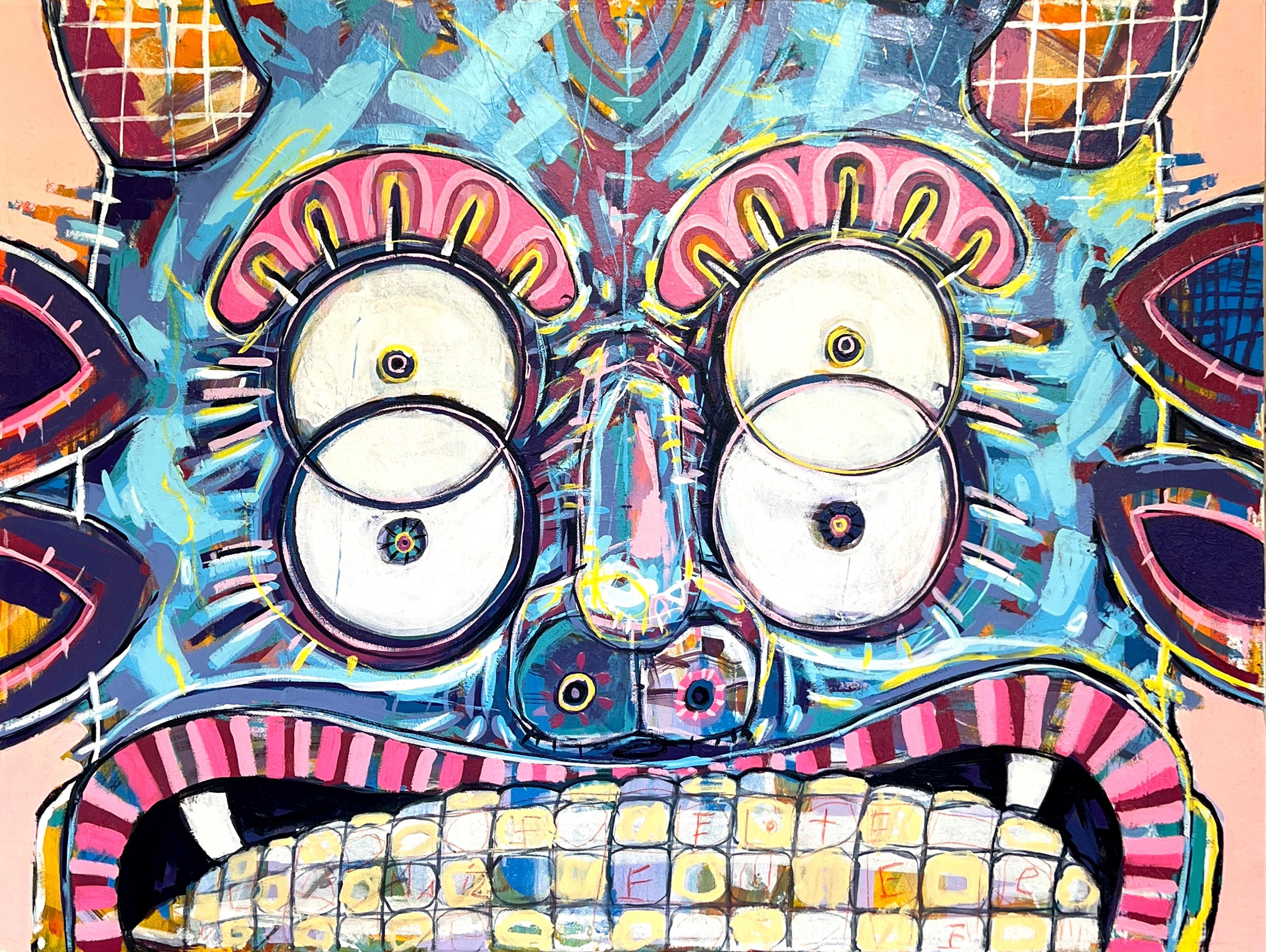Blue Diablito, Acrylic Painting, 60 x 80cm, Mexican Folk Art, 2025