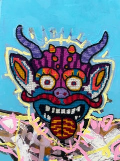 "Diablito con maíz morado" contemporary, Mexican, oil, figurative