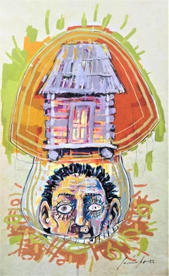 "En casa", home, contemporary, acrylic, figurative painting, Mexican Basquiat