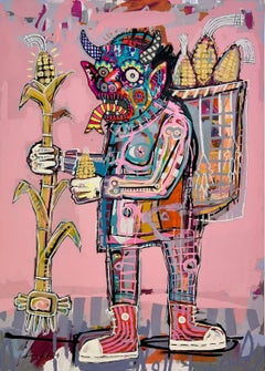 "La cosecha del maíz" contemporaneo, messicano, olio, figurativo
