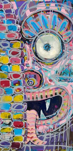 "Máscara con maíz de color" contemporary, Mexican, oil, figurative